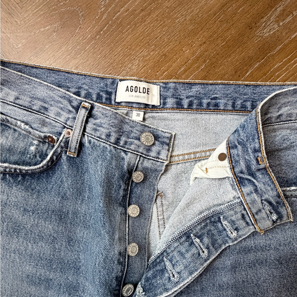 Agolde Light Blue Denim Button-Fly Jeans